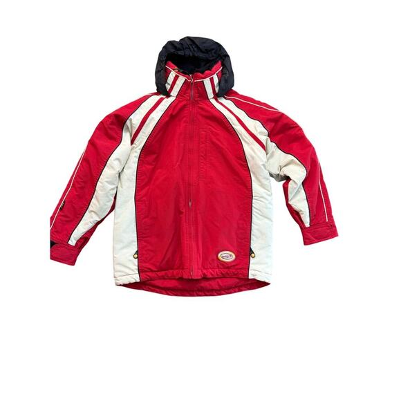 Obermeyer Red Ski Insulated Snowboard Full Zip Hooded Jacket Size 12 - Picture 1 of 7